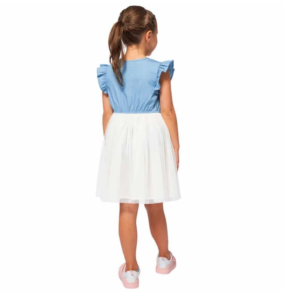 Calvin Klein Girls Denim and Tulle Dress
